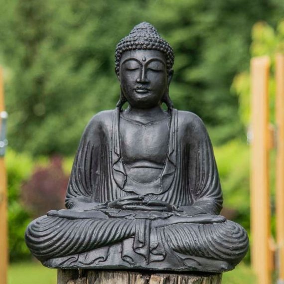 Wanda Collection - Statue bouddha assis position offrande noir 42 cm - Noir 3700790908704 2974