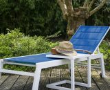 Happy Garden - Set bain de soleil et table d'appoint barbados en textilène bleu - aluminium blanc - Bleu 3701227214931 SET1281BW