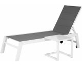 Set bain de soleil et table d'appoint BARBADOS en textilène gris - aluminium blanc - Gris 3701227214917 SET1281GW