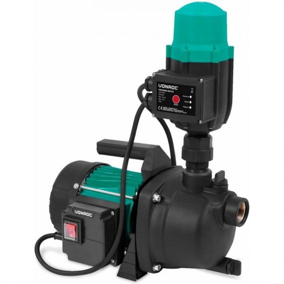 Vonroc - Pompe hydrophore/automatique 800W – 3300l/h – Pressostat inclus – Protection contre le fonctionnement à sec - Pour la pulvérisation et l'eau 8717479095537 GP527AC