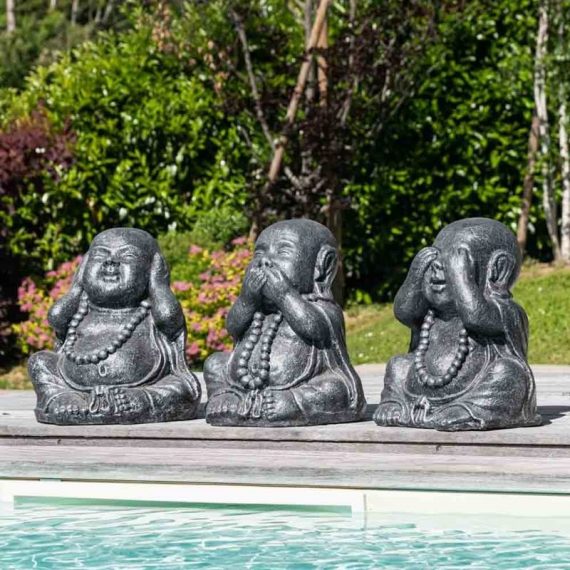 Statues de bouddha sagesse patiné gris 40 cm - Gris 3700790913197 4149