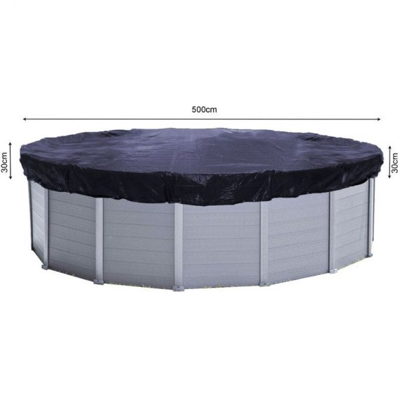 Solaire Couverture de piscine d'hiver ronde 200g / m² pour piscine de taille 460 - 500 cm Dimension bâche ø 560 cm Noir 4061869841056 84105