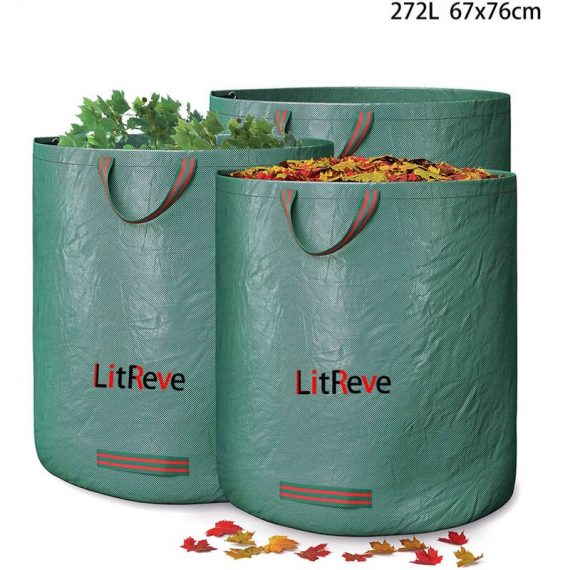Litreve - 3 x 272L Sacs de déchets ordures de jardin robuste réutilisable herbes feuilles 3802293613984 272L 3PCS