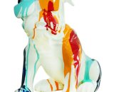 Bulldog coloré assis en polyrésine 40 x 23 x 34 cm - 50221011410538 8434826100538 8434826100538