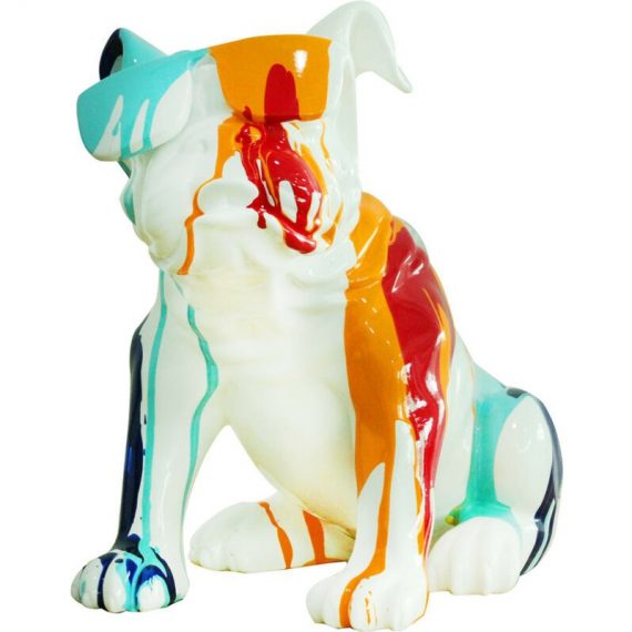 Bulldog coloré assis en polyrésine 40 x 23 x 34 cm - 50221011410538 8434826100538 8434826100538