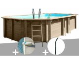 Kit piscine bois Safran 6,20 x 3,95 x 1,36 m + Alarme + Douche - GRÉ 7061283212972 7900892D-770270-AR10250