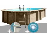 Kit piscine bois GRÉ Safran 6,20 x 3,95 x 1,36 m + Alarme + Spot 7061288154857 7900892D-770270-PLREB