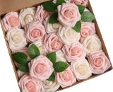 25 Pièces Roses Artificielles Fleurs Artificielles Roses Faux Mousse avec Tiges pour DIY Mariage Mariée Bouquets Centres Table Dispositions Fête 9347799527549 Karzshbloom20220304