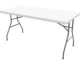 Table Pliante Transportable, Table en Plastique Robuste, 152 x 71.5 cm, Blanc, Pliable en deux, Matériau: HDPE - Blanc 3700778709927 HP500421