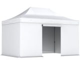Interouge - Tente pliante pergola tente de jardin tonnelle 3x4.5 m en Acier et Polyester 300g/m² Barnum avec 4 bâches latérales Blanc - Blanc 740030266051 TP34530-PA-BU
