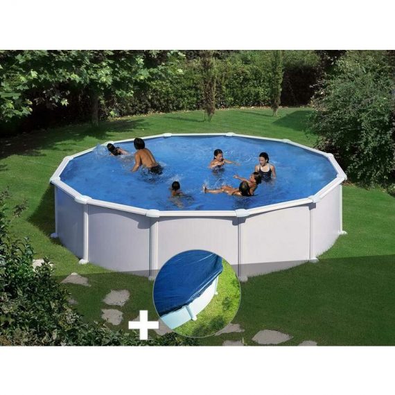 GRÉ - Kit piscine acier blanc Atlantis ronde 5,70 x 1,32 m + Bâche hiver - Blanc 7061254682070 KITPR558-CIPR551