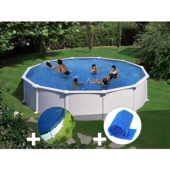 GRÉ - Kit piscine acier blanc Atlantis ronde 5,70 x 1,32 m + Bâche hiver + Bâche à bulles - Blanc 7061257125260 KITPR558-CIPR551-CPR550