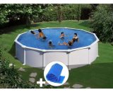 GRÉ - Kit piscine acier blanc Atlantis ronde 5,70 x 1,32 m + Bâche à bulles - Blanc 7061252826216 KITPR558-CPR550