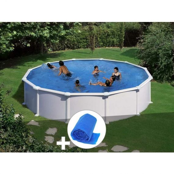 GRÉ - Kit piscine acier blanc Atlantis ronde 5,70 x 1,32 m + Bâche à bulles - Blanc 7061252826216 KITPR558-CPR550
