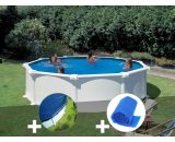 GRÉ - Kit piscine acier blanc Atlantis ronde 3,70 x 1,32 m + Bâche hiver + Bâche à bulles - Blanc 7061251648826 KITPR358-CIPR351-CV350
