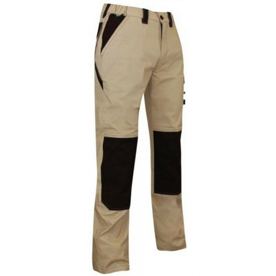 LMA - Pantalon bicolore poches genouillères été | 1454 PLUTON 46 - Beige/Noir 3473832305112 1454-46-BN