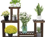 Yaheetech - Étagère à Fleurs en Bois Support Porte Pots de Plante Fleurs avec 6 Tablettes Echelle Plantes Escalier Présentoire de Jardin pour Maison 4059852730487 411260