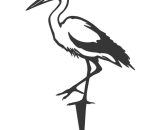Oiseau sur pique cigogne blanche en acier corten noir - noir 9421035322690 EU-LAR-STOR