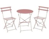 Set bistrot 2 personnes - Table ronde 60 cm avec 2 chaises - Acier thermolaqué - Rose - Rose 3619999309840 863400