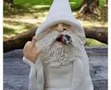 Nain de jardin, nain de sorcier fumant en 3D, en polyrésine, sculpture extérieure avec doigt d'honneur Statue de jardin Décoration de jardin pour 5352287778192 Tionr-WY-3568