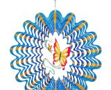 OMCCCHK Grande hélice à vent papillon suspendue, décor de filature cinétique artisanat bleu 3D, ornement de patio de jardin extérieur en métal de 12 4391570276541 SZ-4001