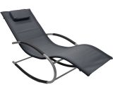 Ml-design - Chaise longue bain de soleil à bascule anthracite appui-tête en acier/polyester 4064649073548 490004017