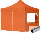 INTENT24 3x3 m Tente pliante - Alu, pes env. 300g/m², côté panoramique, orange - orange 4064108036282 59012