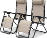 Lot de 2 fauteuils relax – Patrick – Textilène, pliables, multi-positions, taupe - Taupe 3760326990436 CAMPCHRX2BN