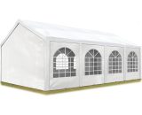 Tente de réception 4x8 m, toile de haute qualité env. 240g/m² PE blanc construction en acier galvanisé avec raccordement par vissage - blanc 4260409149793 91111