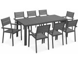 Table et chaises de jardin aluminium et polywood 8 places gris foncé - Gris 3663095015273 103636
