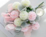 Lycxames - Fleurs artificielles vintage chrysanthème floral eucalyptus en soie pour bouquet de mariage, centre de table, décoration de fête (vase non 9771353106541 LY-02008