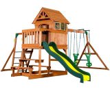 Backyard Discovery Springboro aire de jeux en bois | Avec balançoire / toboggan / bac de sable / pique-niquer | Maison enfant exterieur - Marron 752113400146 B0040014