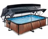 EXIT Wood zwembad 300x200x65cm met overkapping, schaduwdoek en filterpomp - bruin 8720088269466 30.24.32.10