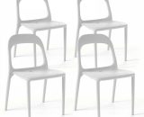 Lot de 4 chaises en plastique blanc - Blanc 3663095014191 103528