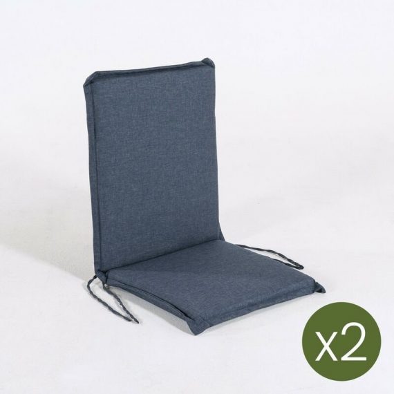 Edenjardin Cojines - Lot de 2 coussins pour fauteuil inclinable de jardin couleur bleu oléfine| Dimensions: 42x92x4 cm | Résistant aux gouttes d'eau 7427129530639 NT13830-2