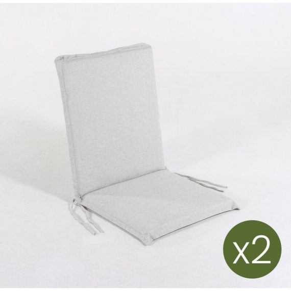 Edenjardin Cojines - Lot de 2 coussins pour fauteuil inclinable de jardin couleur gris clair oléfine| Dimensions: 42x92x4 cm | Résistant aux gouttes 7427129530660 NT13831-2