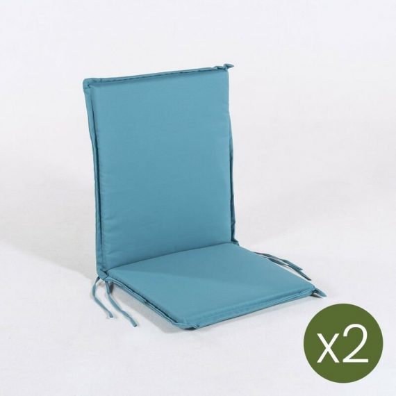 Lot de 2 coussins pour fauteuil inclinable de jardin couleur turquoise| Dimensions: 42x92x4 cm | Résistant aux gouttes d'eau | D 7427129530752 NT13834-2