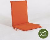 Edenjardin Cojines - Lot de 2 coussins pour fauteuil inclinable de jardin couleur orange| Dimensions: 42x92x4 cm | Résistant aux gouttes d'eau | Dého 7427129530783 NT13835-2