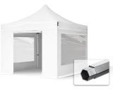 INTENT24 3x3 m Tente pliante - Alu, PES env. 400g/m², côté panoramique, blanc - blanc 4260497043164 600147