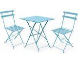 Table de jardin et 2 chaises acier bleu - Bleu 3663095015433 103652