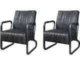 Lot de 2 fauteuils 63x76x85 cm en pu anthracite et métal 3700934137878 1325860