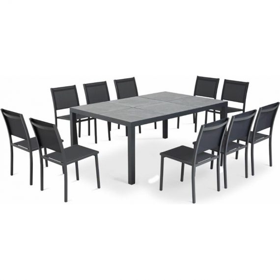 Tivoli - Table de jardin en aluminium et céramique et 10 chaises gris - Gris 3663095033062 105547