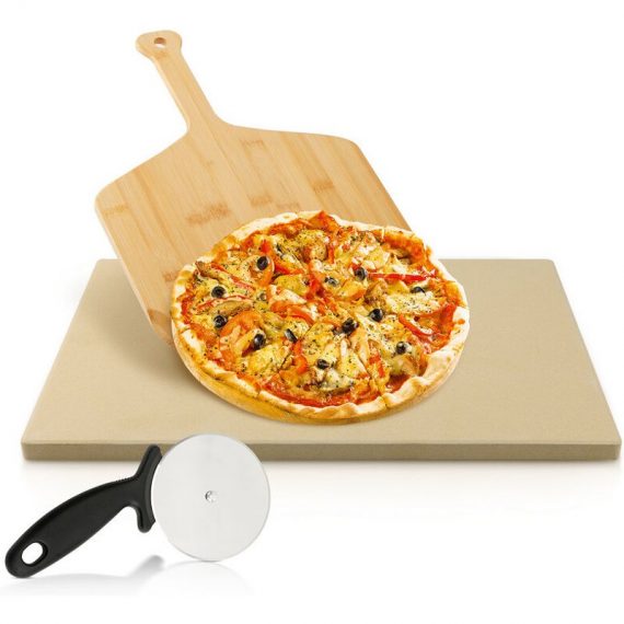 Pierre à pizza 1,5 cm épaisseur cuisson au four avec spatule en bois pour pizza et flammeküche,COUPE-PIZZA multifonction - Randaco 726504223454 MMRD-B-1-HG6924