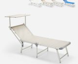 Beach And Garden Design - Chaise longue et transat pliant en aluminium Gabicce Gold | Gris 7630377917545 GA800GOLDG