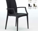 Chaise de jardin fauteuil accoudoirs bar café restaurants en Poly-rotin BISTROT ARM Grand Soleil | Noir 7640179386180 S6625Y