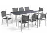 Table de jardin rectangulaire et 8 chaises en aluminium gris - Gris 3663095009845 103094