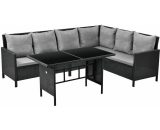 SVITA MADISON Ensemble de meubles de jardin en poly rotin Lounge Canapé d'angle noir 4250815306996 90699