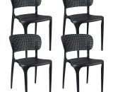 Pack 4 chaises extérieures empilables Marilyn 75x47x49.5 cm Thinia Home - Le noir 8429160023858 7763>6951>80258000400