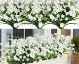 Plantes et fleurs artificielles d'extérieur résistantes aux UV - Blanc 8PCS 9155505032931 LY-05321