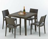 Table carrée et 4 chaises colorées Poly-rotin résine 90x90 marron | Paris Marron Moka 7640179382403 S7090SETMK4PMK